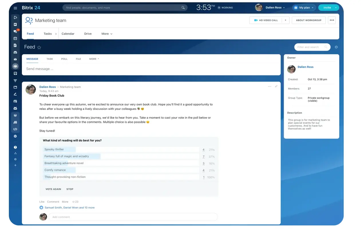 Workgroups create focused project spaces